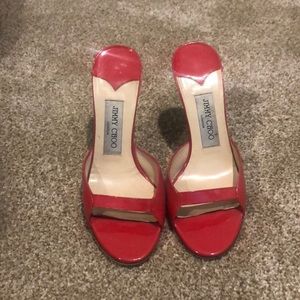 Red Patent Leather Jimmy Choo heels 👠